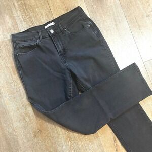 Levi's 505 Straight Leg Jeans Mid-Rise Black Wash Denim Women's Size 29